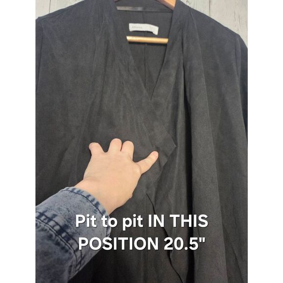 Grana Minimalist Open Front Waterfall Duster Trench Coat Sz. S - Picture 6 of 13